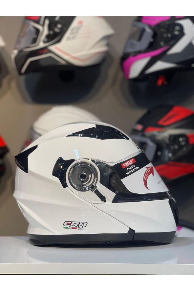 CRN 925 Çene Açılır Kask Motosiklet Kaskı Beyaz - L