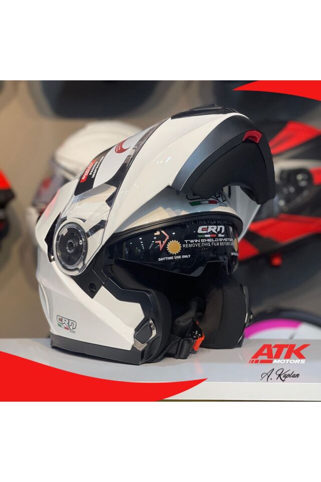 CRN 925 Çene Açılır Kask Motosiklet Kaskı Beyaz - L